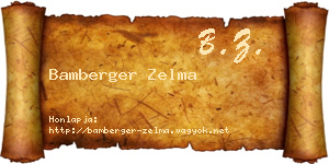 Bamberger Zelma névjegykártya